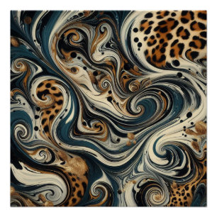 Póster Pôster Glossy de Estampa de Leopardo Abstrato em E