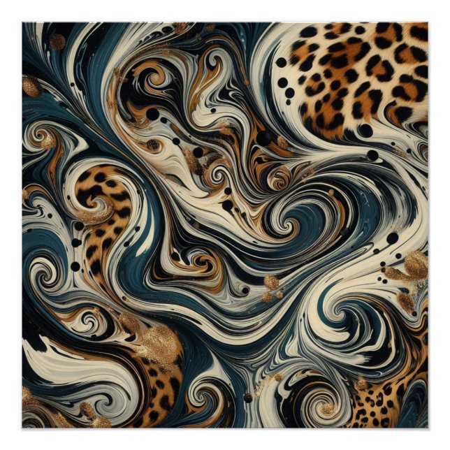 Póster Pôster Glossy de Estampa de Leopardo Abstrato em E (Frente)