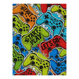 Póster Pôster Glossy Padrão de Gamer