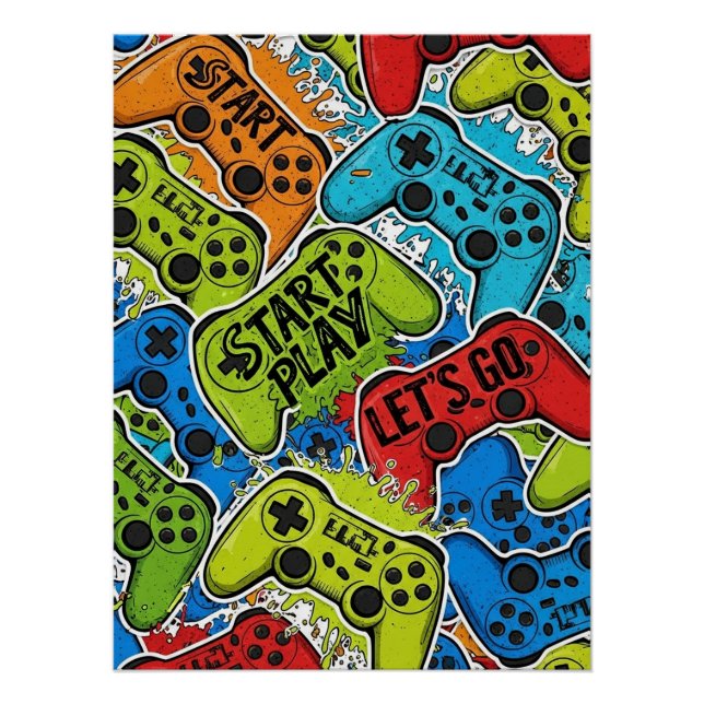 Póster Pôster Glossy Padrão de Gamer (Frente)