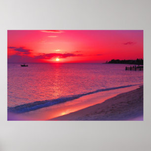 Poster Pôster Grande da Praia do Pôr do Sol Tropical
