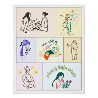 Póster Poster ilustrado vida libre bienestar calma