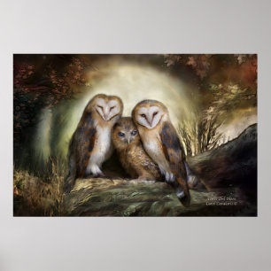 Póster Poster/impressão da arte da lua de três corujas