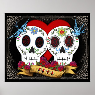 Póster Poster/impressão dos crânios do amor