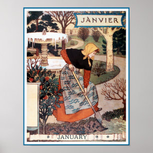 Poster Poster/impressão: Mês de janeiro - Janvier