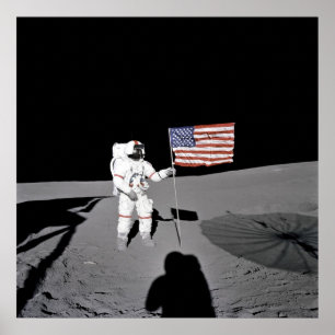 Póster Poster/impressão:  Moonwalk & bandeira americana