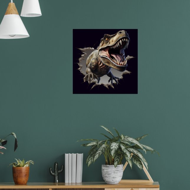 Poster Pôster Impresso de Dinossauro T-Rex Assustador Sai (Sala de Estar 1)