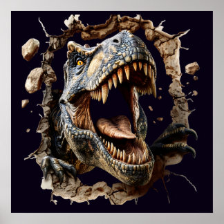 Poster Pôster Impresso de Dinossauro T-Rex de Parede Assu