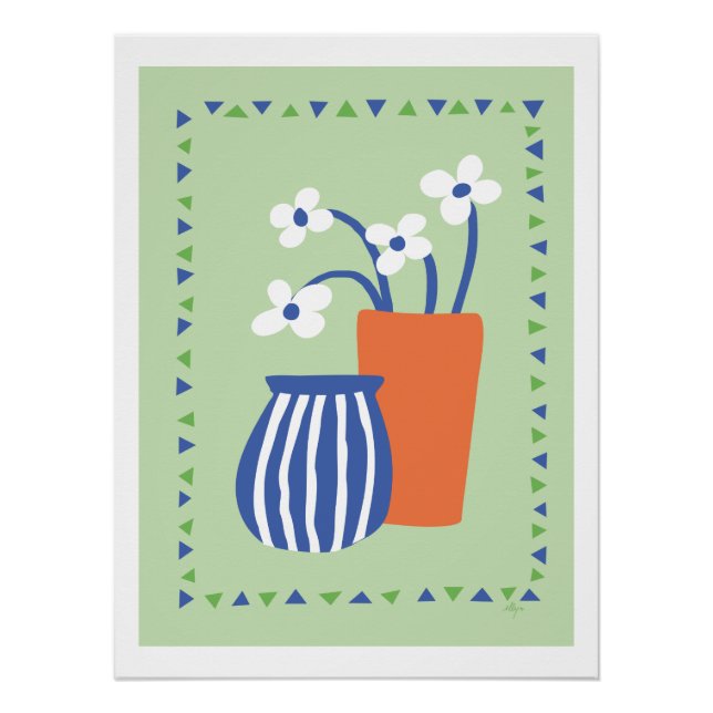 Póster poster kan en vaas met bloemen (Frente)