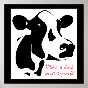 Póster Poster-Kitche De Vaca Está Fechado, Pegue-O Você