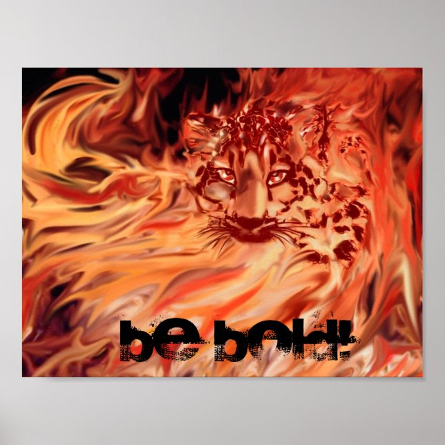 Póster Poster, leopardo em chamas (Frente)