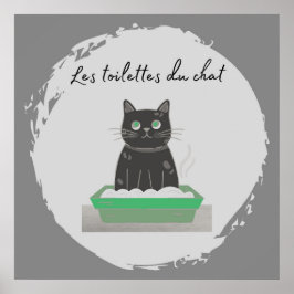 Poster Poster, Les Toilettes Du Chat Black Cat