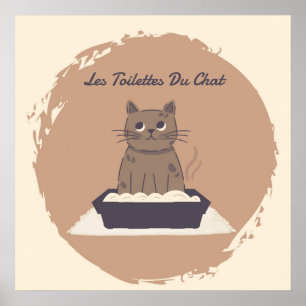Poster Poster, Les Toilettes Du Chat Brown Cat