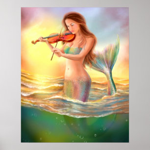 Póster Poster-Linda sereia toca violino