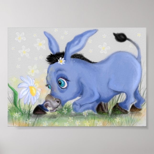 Poster Pôster Little Donkey e Daisy Pintura Seu Texto (Frente)