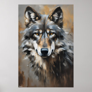 Poster Pôster | Lobo | Óleo de arte
