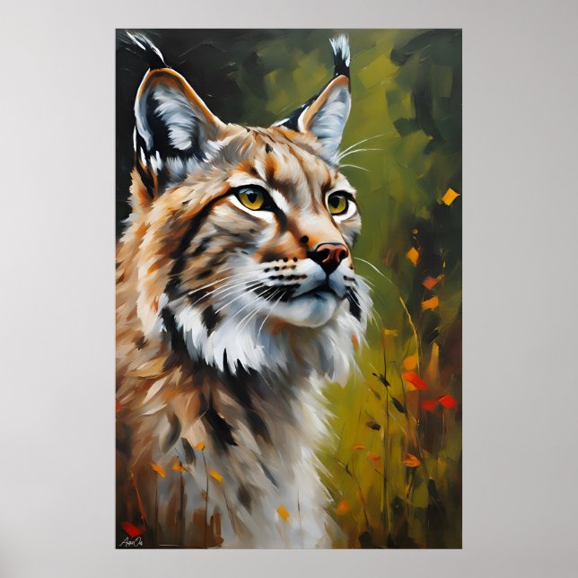 Poster Pôster | Lynx Cat | Estilo de pintura a óleo (Frente)