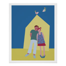 Póster poster man vrouw vogeltjes