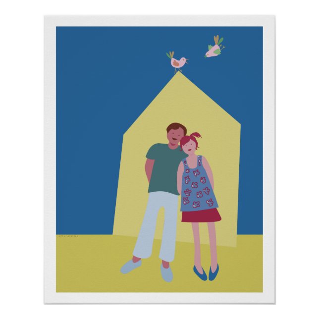 Póster poster man vrouw vogeltjes (Frente)