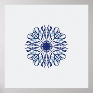 Poster Pôster Mandala Minimalista Naval Aquático Algas Ma