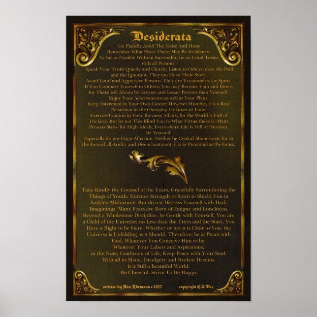 Póster POSTER-Max Ehrmann-11x17-Dourado Barroco (Frente)