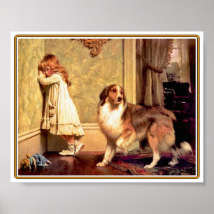 Poster Poster: Menina com animal de estimação Sheltie