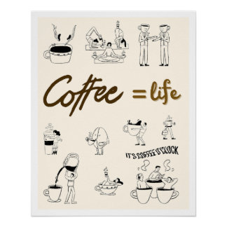 Póster Poster Minimalist Coffee Illustration Aesthetic