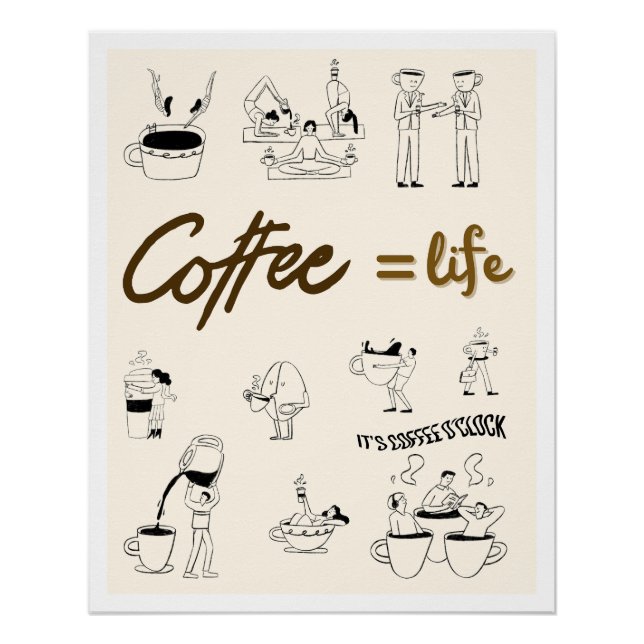 Póster Poster Minimalist Coffee Illustration Aesthetic (Frente)