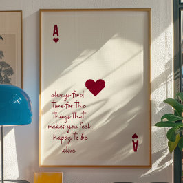 Poster Pôster Minimalista de Afirmação Ás de Copas Amor