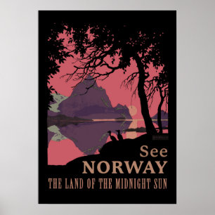 Poster Pôster Minimalista do Pôr do Sol na Noruega - Fior