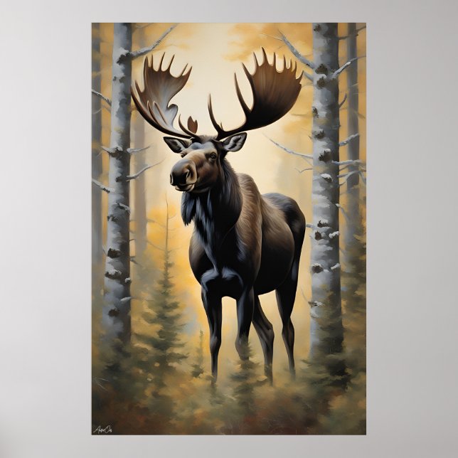 Poster Pôster | Moose | Estilo de pintura (Frente)