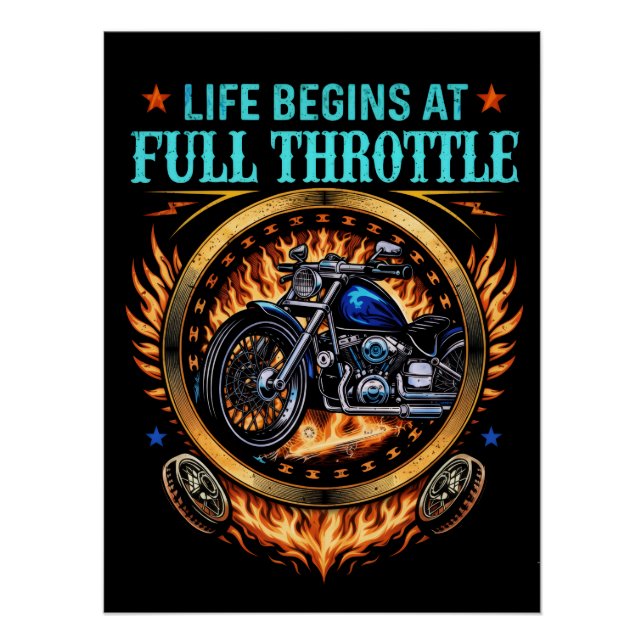 Póster Poster Motoqueiro, A Vida Começa Em Velocidade Máx (Frente)