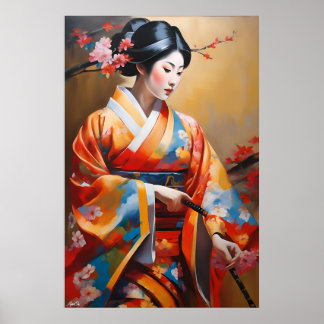 Poster Pôster | Mulher japonesa | Estilo de pintura a óle