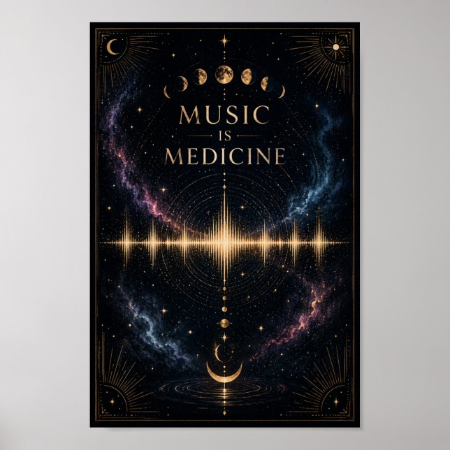 Poster Pôster Música É Medicina | Onda Sonora Celestial (Frente)