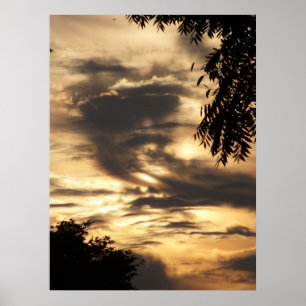 Póster Pôster Nascer do Sol Nublado Dourado
