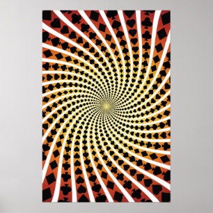 Póster Poster: O cartão do póquer sere a espiral: Black