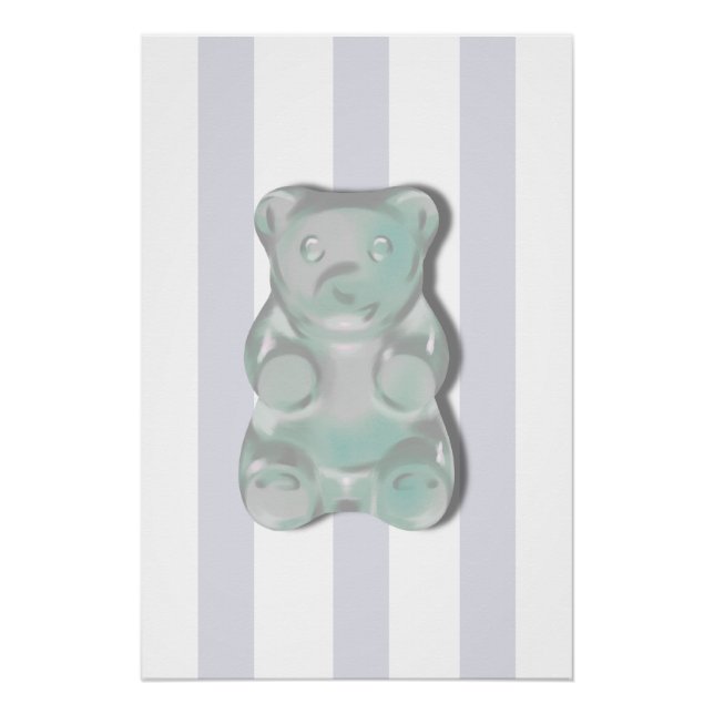 Póster Pôster para quarto de meninos Urso Gummy Cinza (Frente)