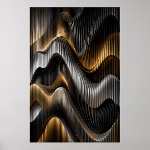 Poster Pôster Paramétrico 3D Black Gold Chrome