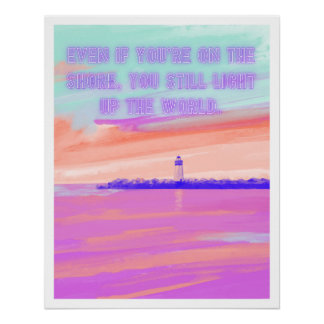 Póster Poster pastel lighthouse quote aesthetic dreamy