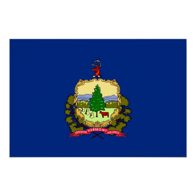 Póster Poster Patriótica com Bandeira de Vermont (Frente)