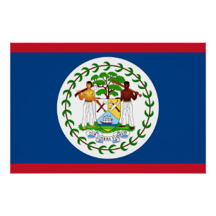 Póster Poster patriótico com a bandeira de Belize