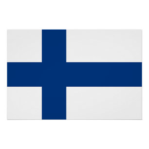 Póster Poster patriótico com a bandeira de Finlandia