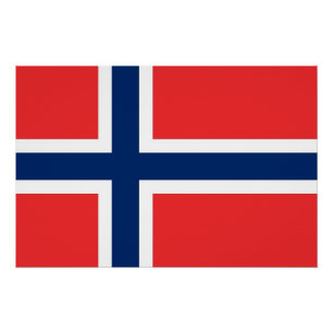 Póster Poster patriótico com a bandeira de Noruega