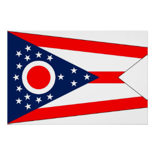 Póster Poster patriótico com a bandeira de Ohio