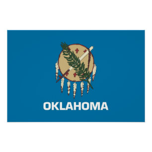 Póster Poster patriótico com a bandeira de Oklahoma