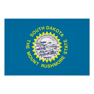 Póster Poster patriótico com a bandeira de South Dakota