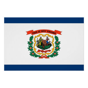 Póster Poster patriótico com a bandeira de West Virginia