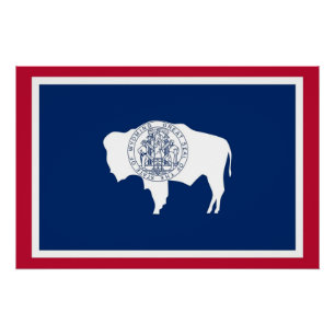 Póster Poster patriótico com a bandeira de Wyoming