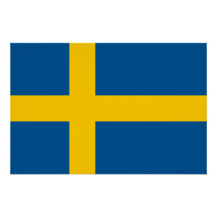Póster Poster Patriótico com Bandeira da Suecia