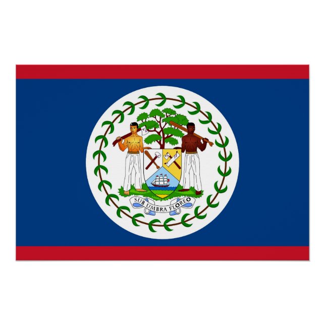 Póster Poster Patriótico com Bandeira de Belize (Frente)